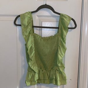 Vestique smocked green tank top